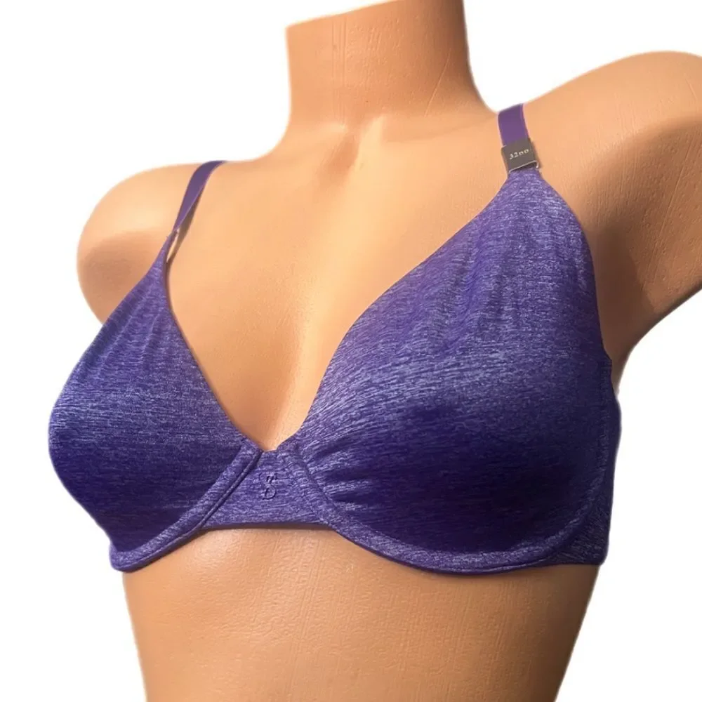 Victoria’s Secret Unlined Semi Demi Supersoft Satiny bra marled purple 32DD